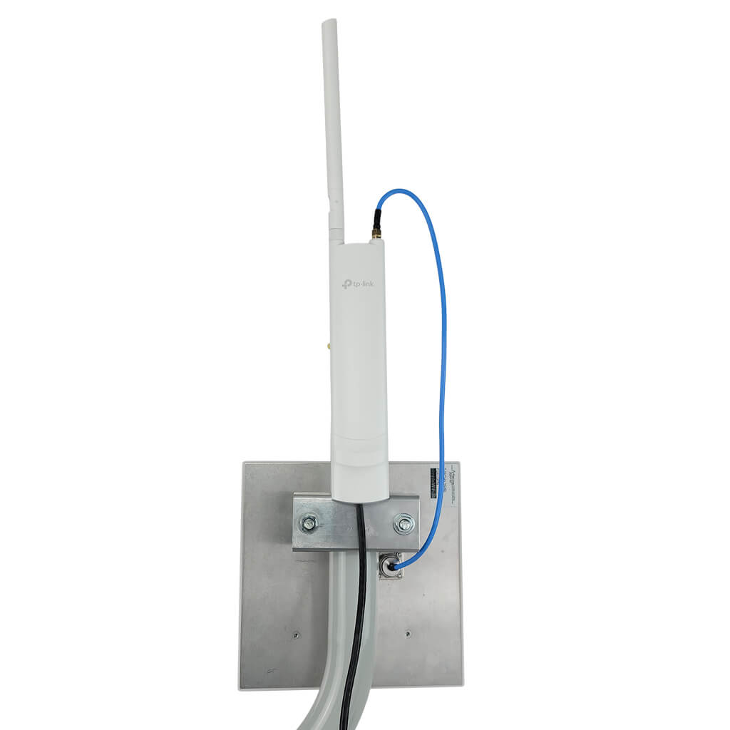 WiFi Extender Shown with Whip Detached and Cable Connected from extender to the antenna port