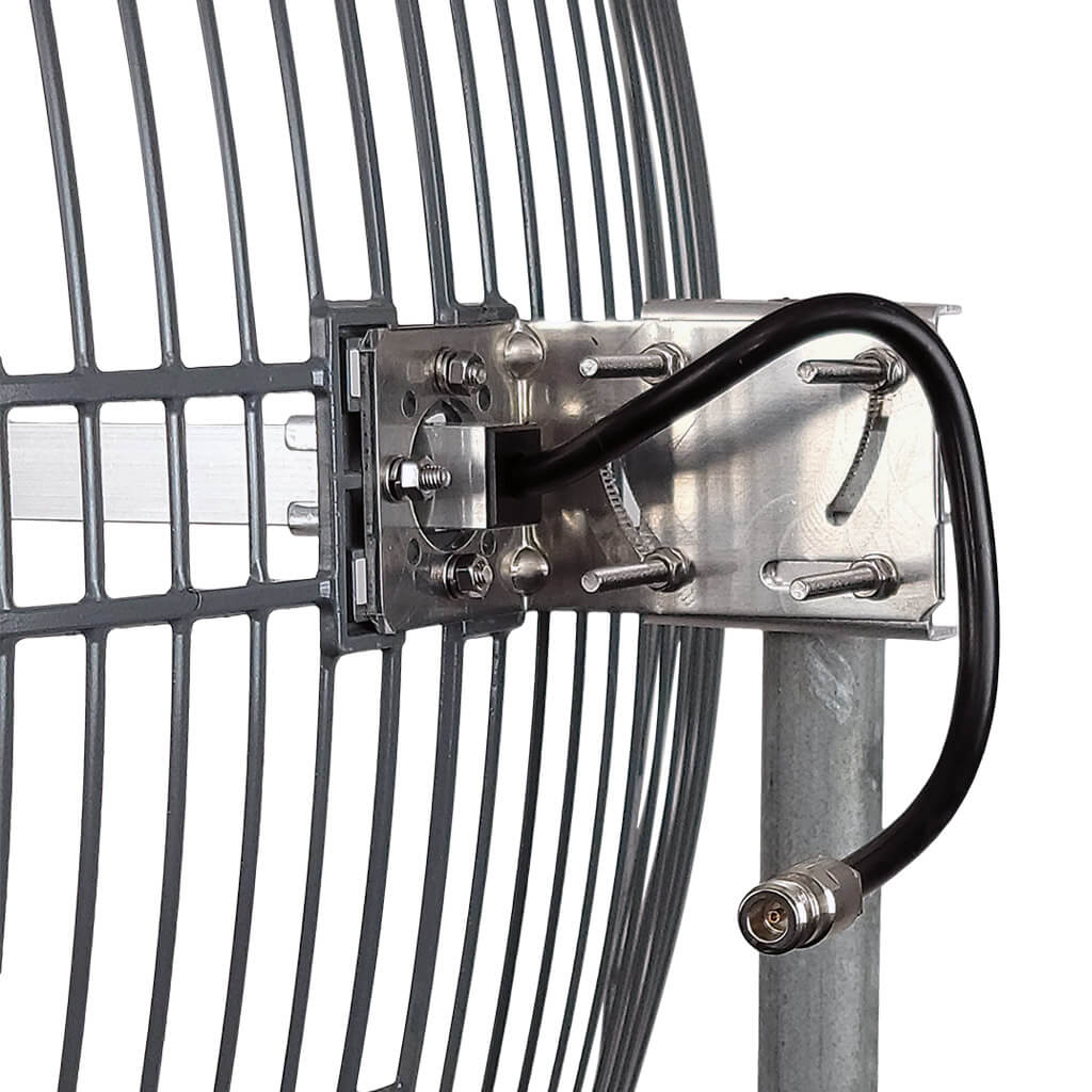 Mount assembly and Cable on back of Parabolic Wifi Antenna