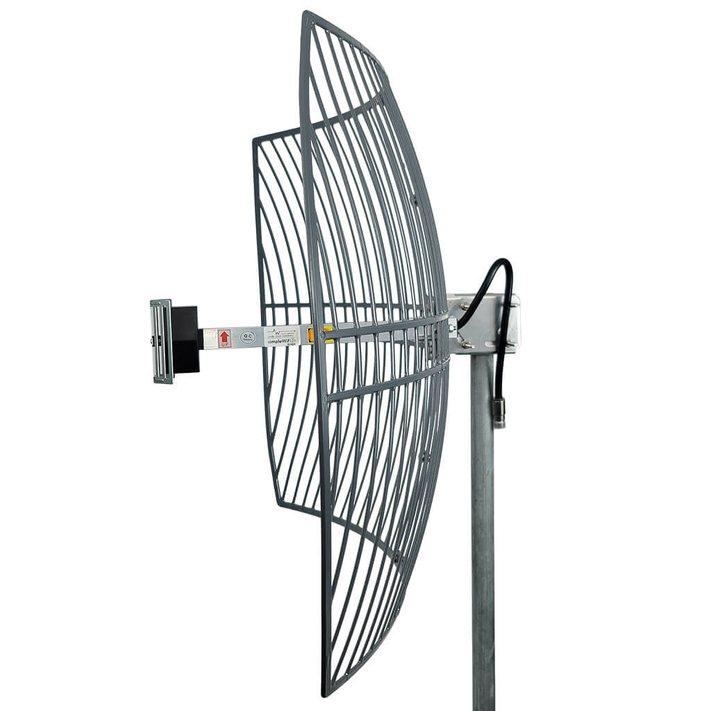 Side view of Parabolic Grid Wifi Antenna