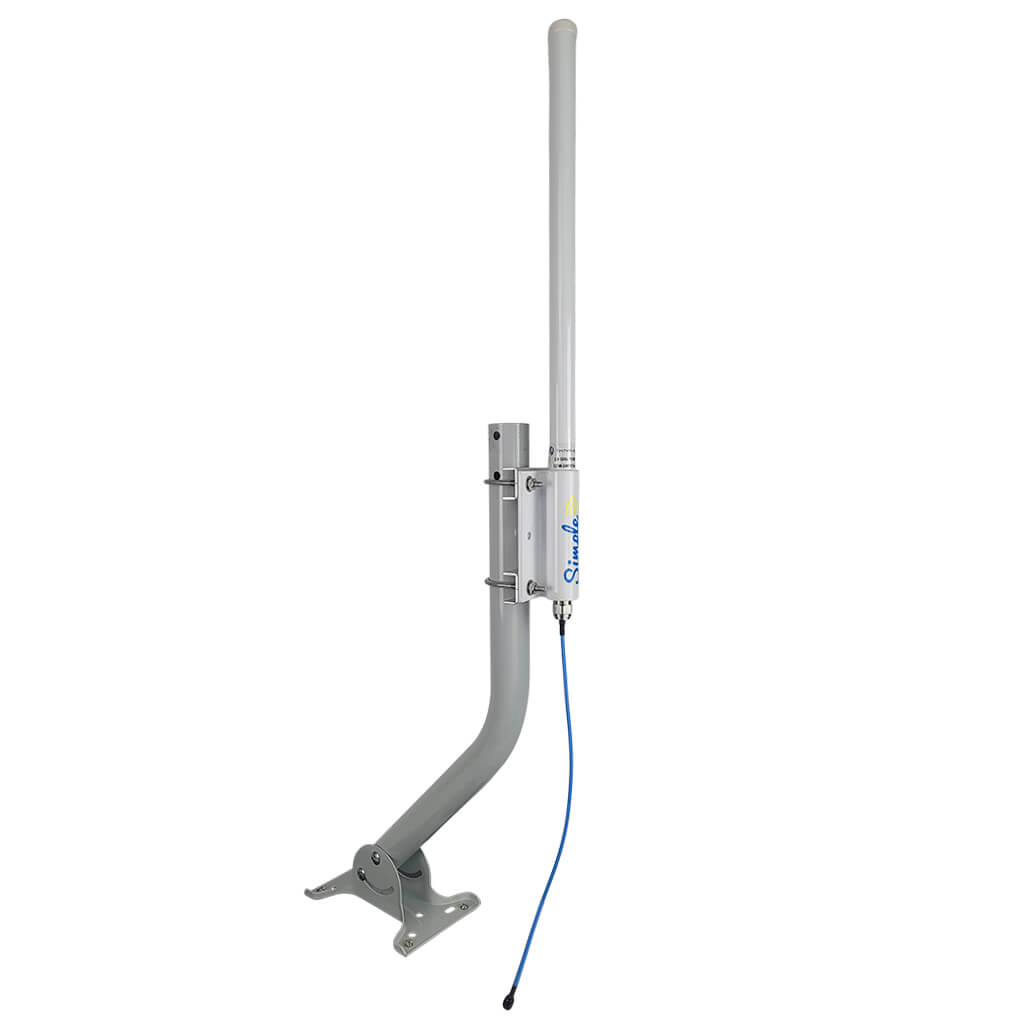 SimpleWifi Omni-Directional Antenna mounted on J pipe with Blue cable